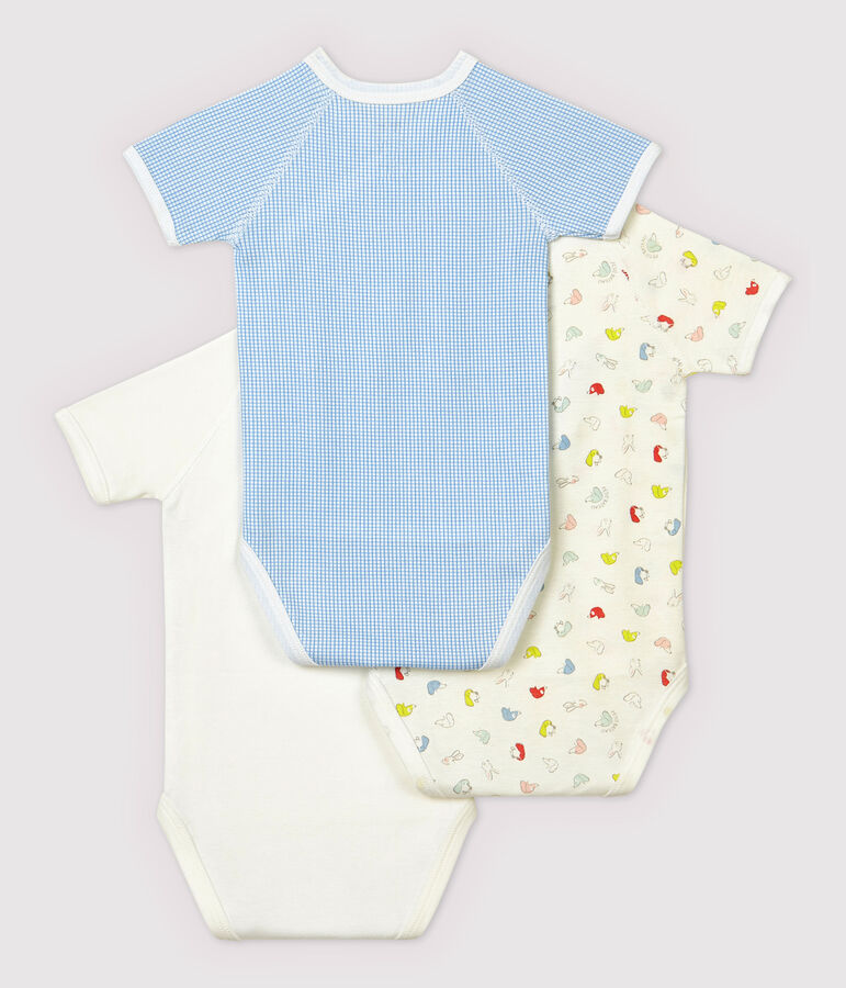 Babies' Short-Sleeved Wrapover Organic Cotton Bodysuits - 3-Pack multicolor