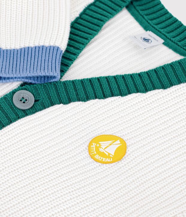 Children's plain cotton cardigan white/multicolor