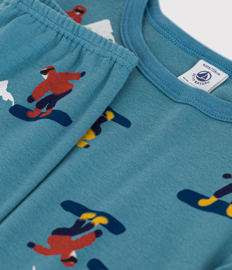 Children's Unisex Snowboard Snugfit Cotton Pyjamas blue/multicolor