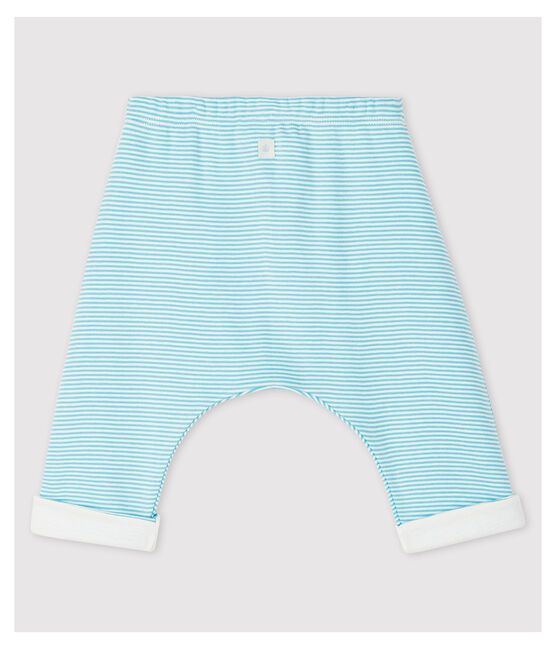 Babies' Blue Stripy Lined Organic Cotton Trousers TIKI blue/MARSHMALLOW white