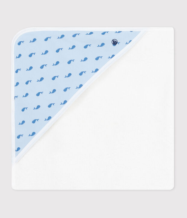 Babies' cotton bath wrap blue/blue