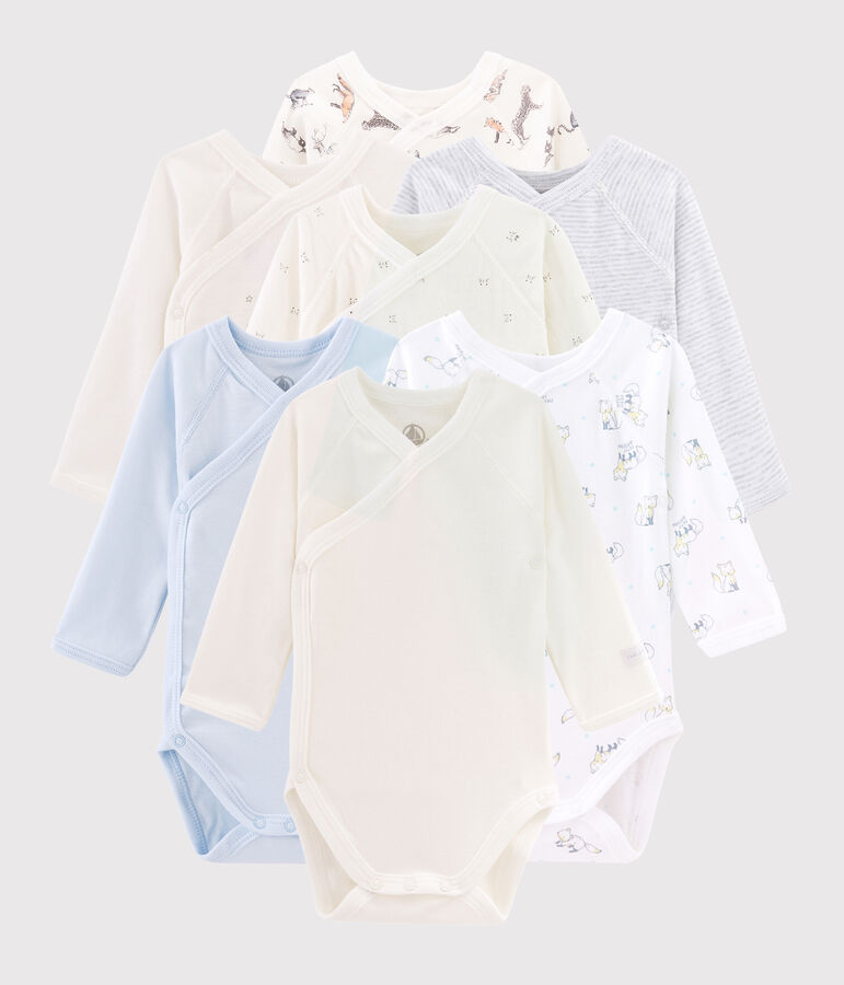 Surprise set of 7 long-sleeved baby bodysuits multicolor