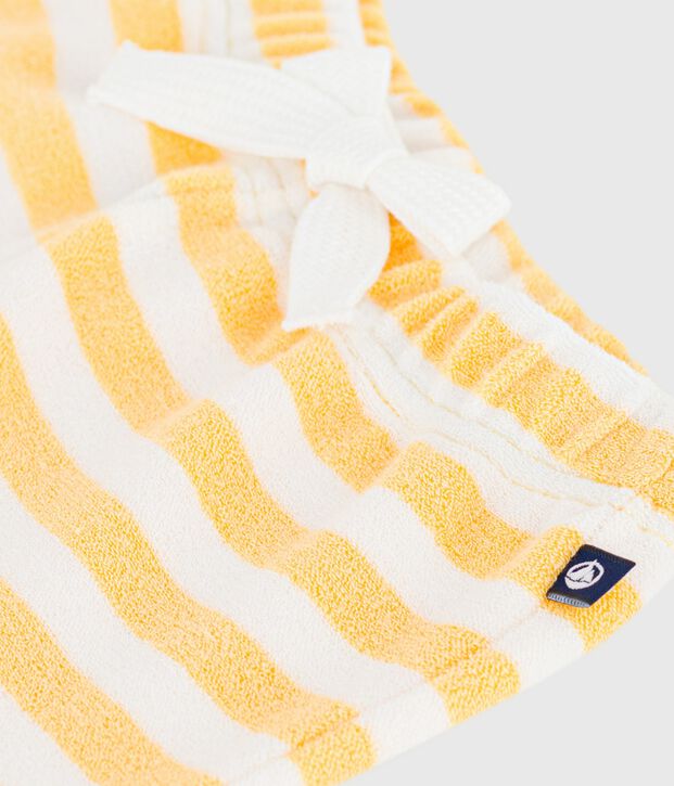 Babies' stripy terry shorts yellow/white