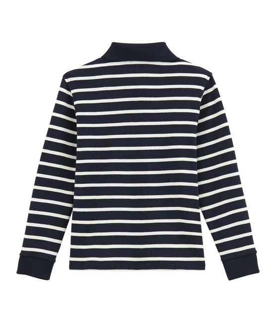 Boy's long sleeved polo shirt SMOKING blue/COQUILLE beige
