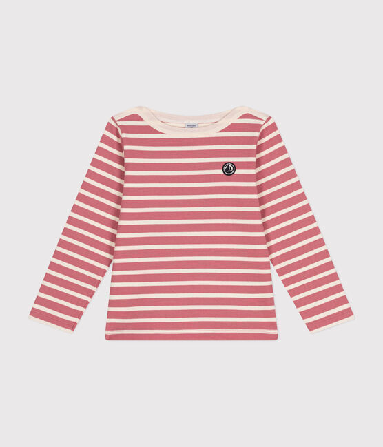 Iconic Breton top in cotton for girls or boys ROSEWOOD pink/AVALANCHE