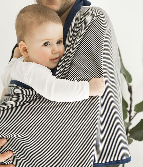 Blanket with anti-electromagnetic wave protection SMOKING blue/ECUME white