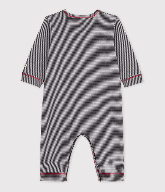 Babies' Striped Footless Cotton Sleepsuit SMOKING blue/MARSHMALLOW white
