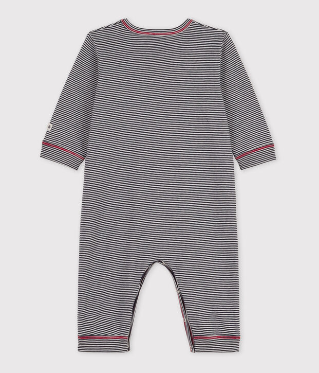 Babies' Striped Footless Cotton Sleepsuit blue/white