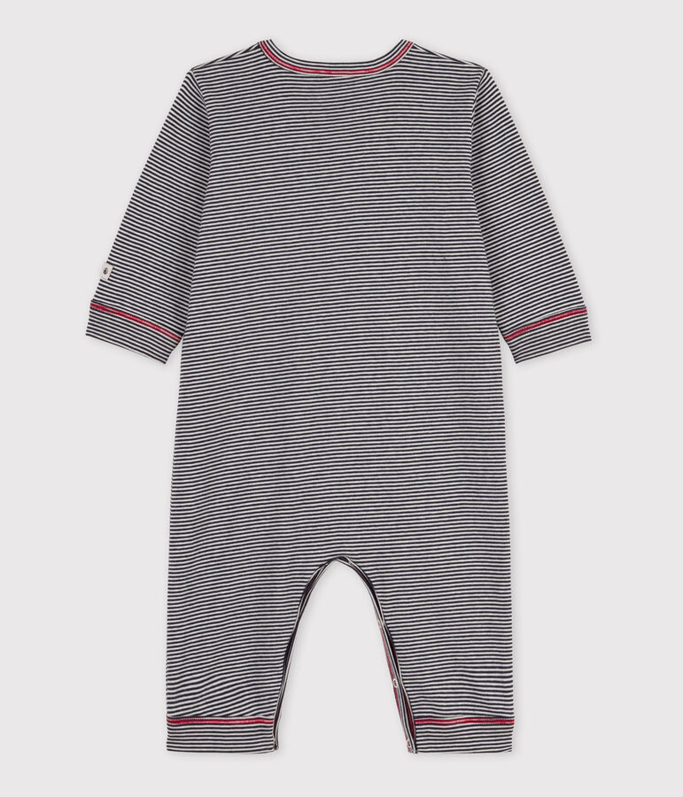 Babies' Striped Footless Cotton Sleepsuit blue/white