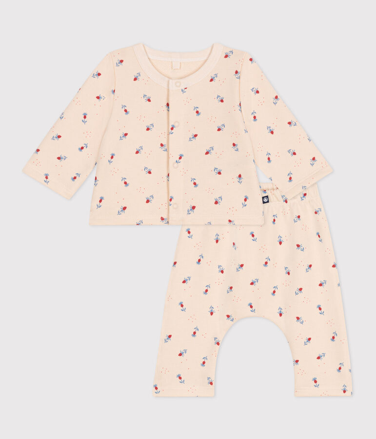 Babies' two-piece cotton outfit Ecru/multicolor