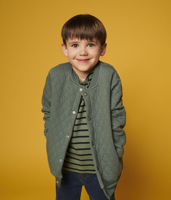 Boys' Tube Knit Baseball Jacket Style Cardigan VALLEE green