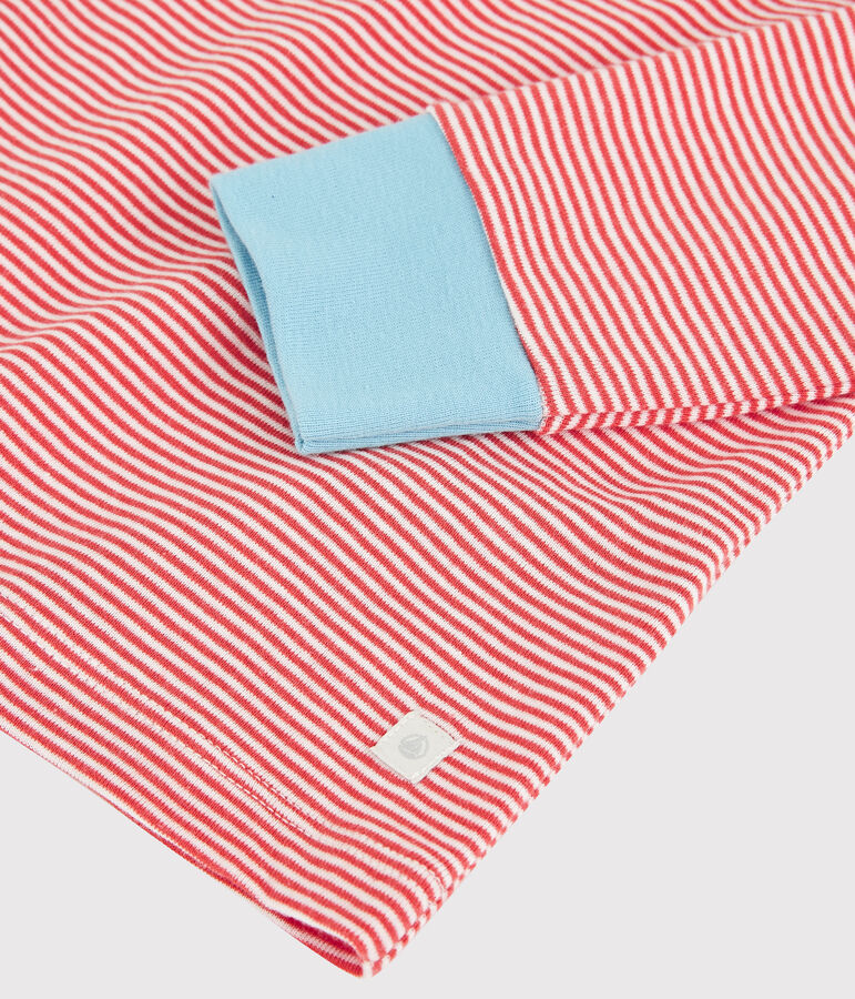 Boys' Stripy Cotton Pyjamas OURSIN orange/MARSHMALLOW white