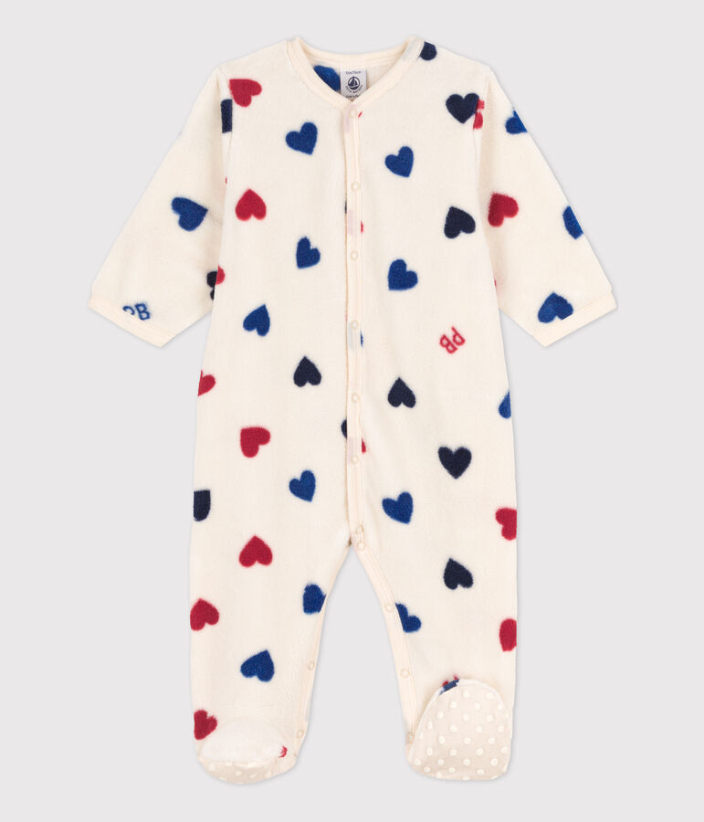 Babies' fleece onesie Ecru/multicolor