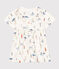 Girls' Short-Sleeved Cotton Dress MARSHMALLOW white/MULTICO white