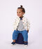 Babies' cotton varsity-style jacket with a spotted print blue/blue