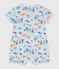 Babies' short cotton jumpsuit with a glow-in-the-dark marine print blue/multicolor