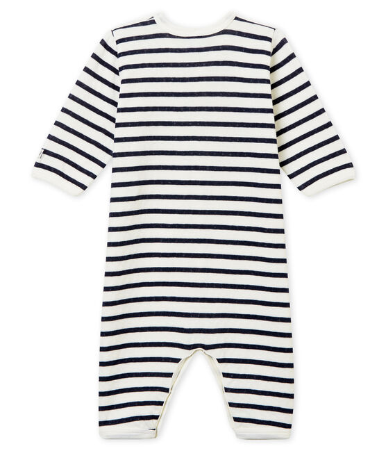 Unisex Babies' Tube-Knit Footless Sleepsuit MARSHMALLOW white/SMOKING blue