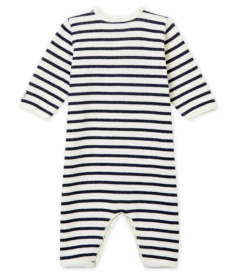 Unisex Babies' Tube-Knit Footless Sleepsuit white/blue