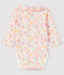 Baby Girls' Floral Ribbed Bodysuit with Collar MARSHMALLOW white/MULTICO white