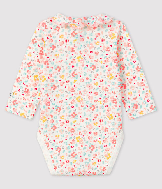 Baby Girls' Floral Ribbed Bodysuit with Collar MARSHMALLOW white/MULTICO white
