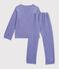 Children's velour pyjamas with a heart motif purple