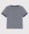 Babies' Organic Cotton Pinstriped Short-Sleeved T-Shirt SMOKING blue/MARSHMALLOW white