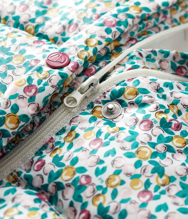 Baby girl's quilted puffer jacket white/multicolor