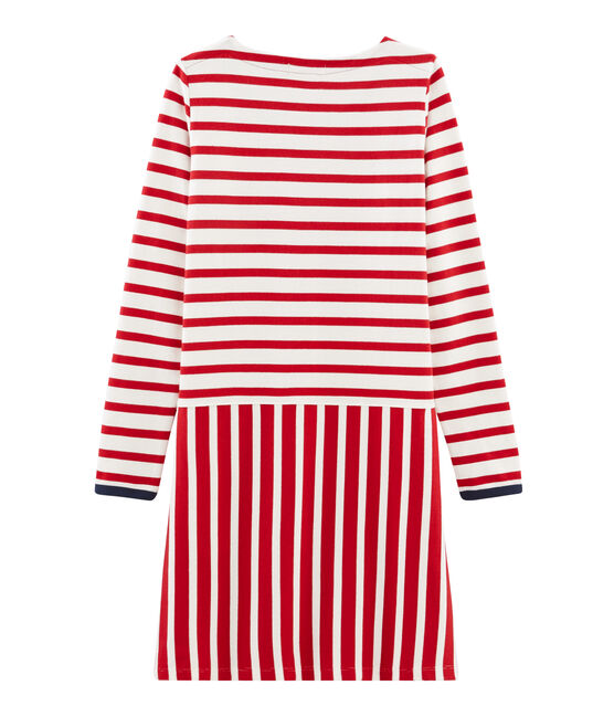 Women's long-sleeved dress TERKUIT red/MARSHMALLOW white