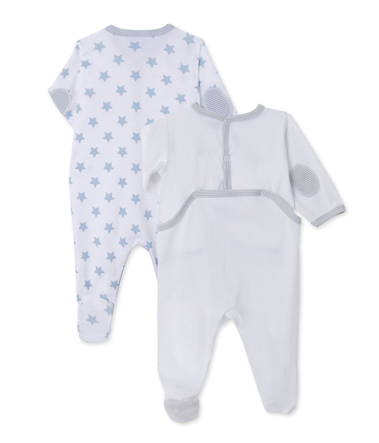 Surprise pack of 2 ribbed baby boy's sleepsuits multicolor
