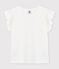 Girls' Short-Sleeved Cotton T-Shirt MARSHMALLOW white