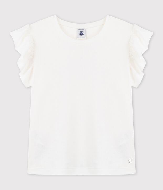 Girls' Short-Sleeved Cotton T-Shirt white