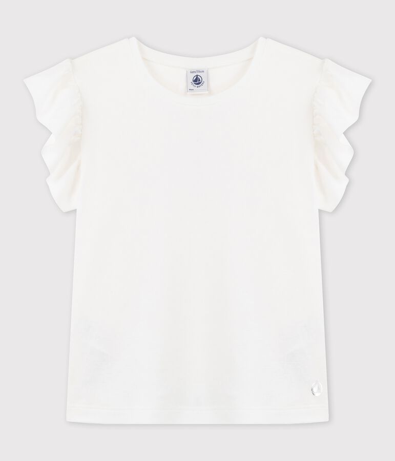 Girls' Short-Sleeved Cotton T-Shirt white