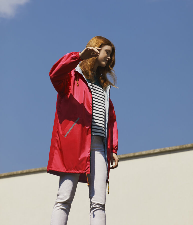 Women's reversible long windbreaker pink/blue