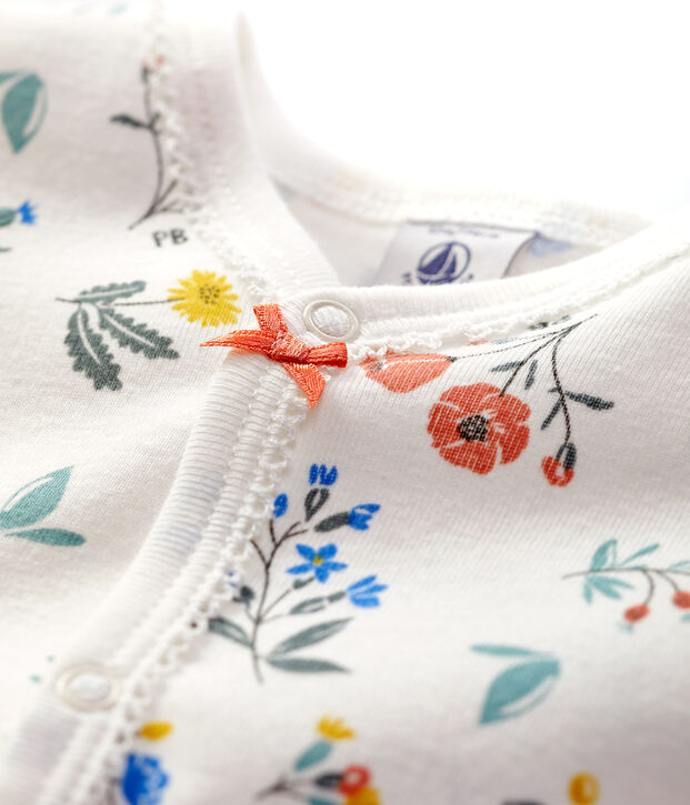 Babies' Floral Footless Cotton Sleepsuit white/multicolor