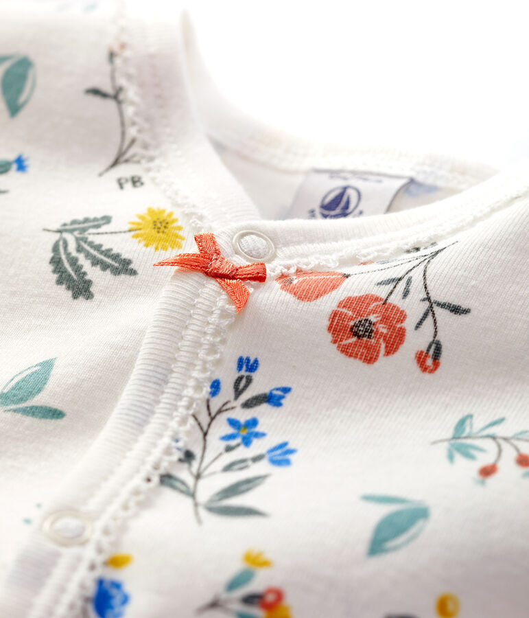 Babies' Floral Footless Cotton Sleepsuit white/multicolor