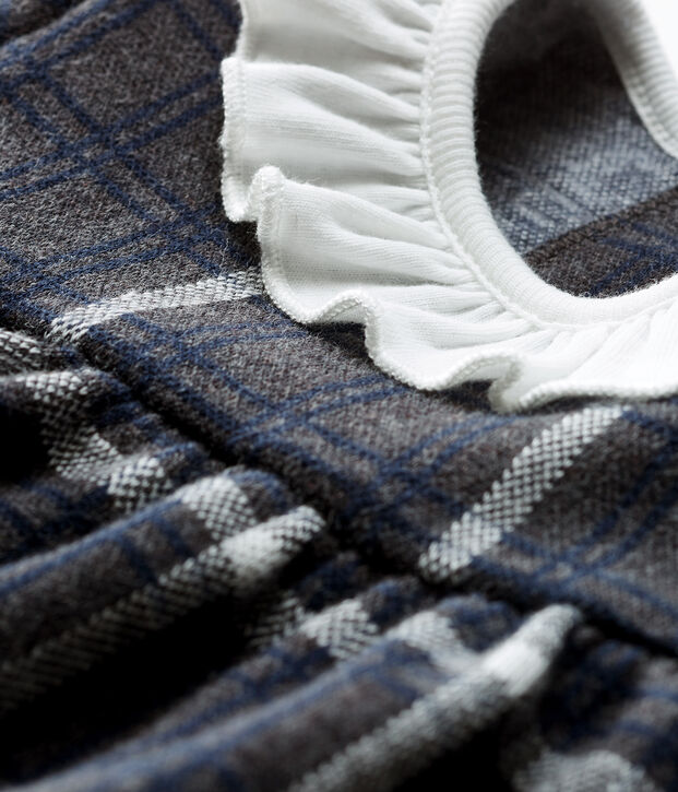 Baby Girls' Long-Sleeved Checked Dress grey/multicolor