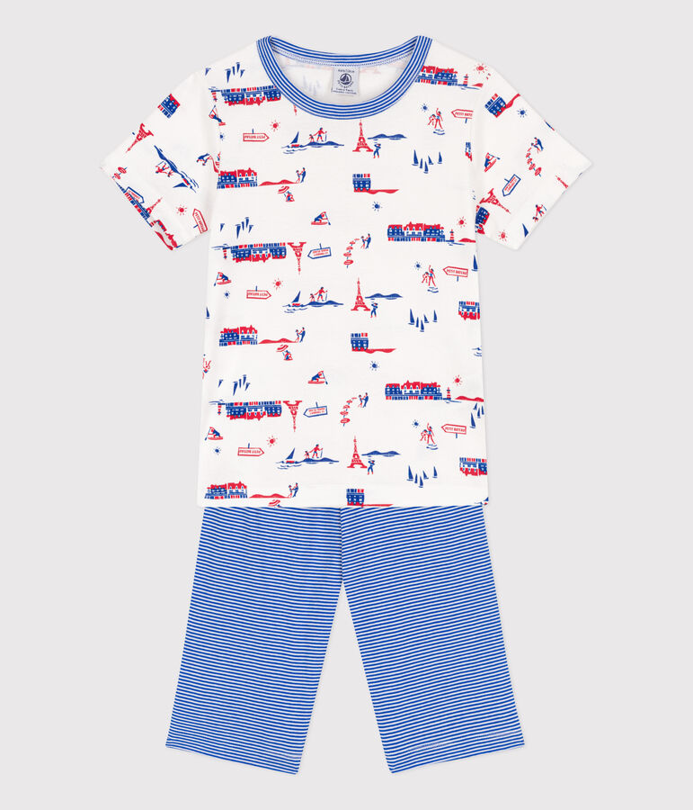 Boys' Paris Themed Cotton Short Pyjamas white/multicolor