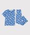 Children's wide-leg cotton pyjamas with hearts blue/white