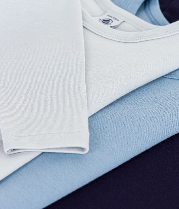 Pack of children's long-sleeved plain T-shirts multicolor