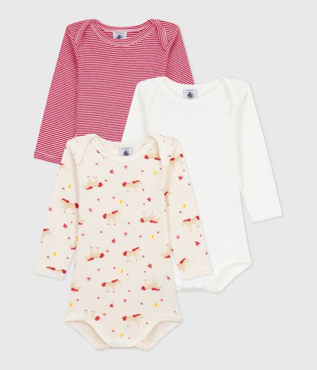 Pack of long-sleeved printed cotton bodies for babies multicolor