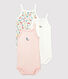 Babies' Floral Cotton Bodysuits with Straps - 3-Pack