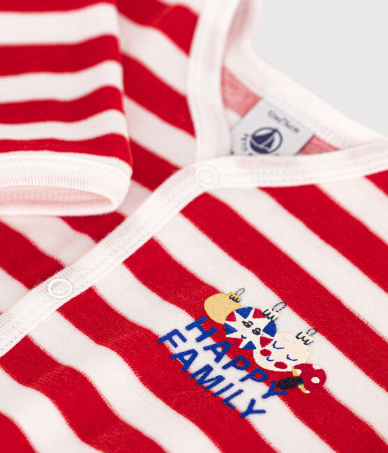 Babies' velour Christmas pyjamas AURORA red/MARSHMALLOW