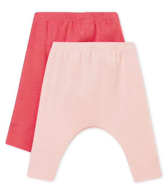 Unisex baby's set of two leggings in plain brushed soft cotton variante 2