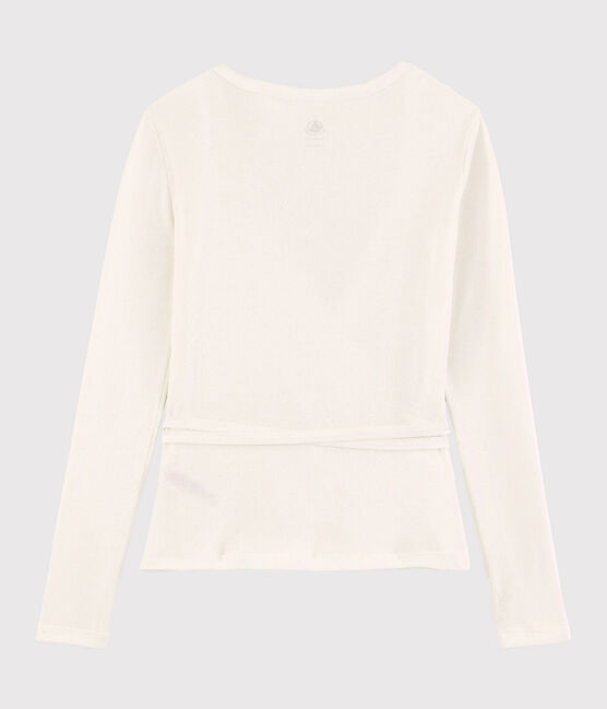 Women's Fine Cotton Wrapover Cardigan MARSHMALLOW white