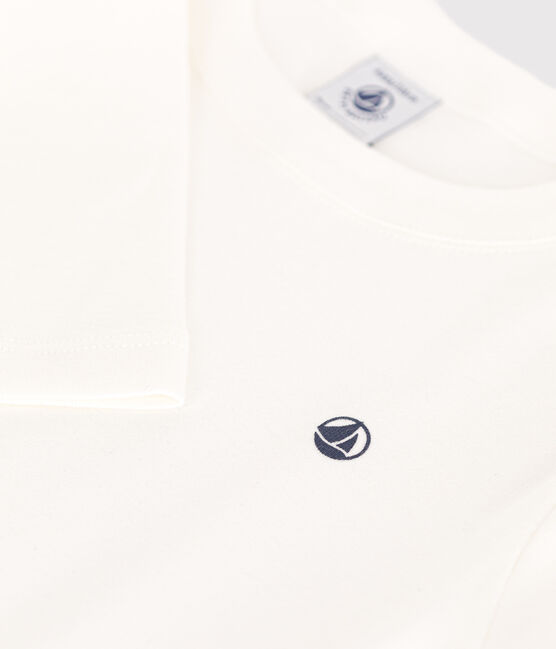 Children's long-sleeved rib knit unisex t-shirt MARSHMALLOW white