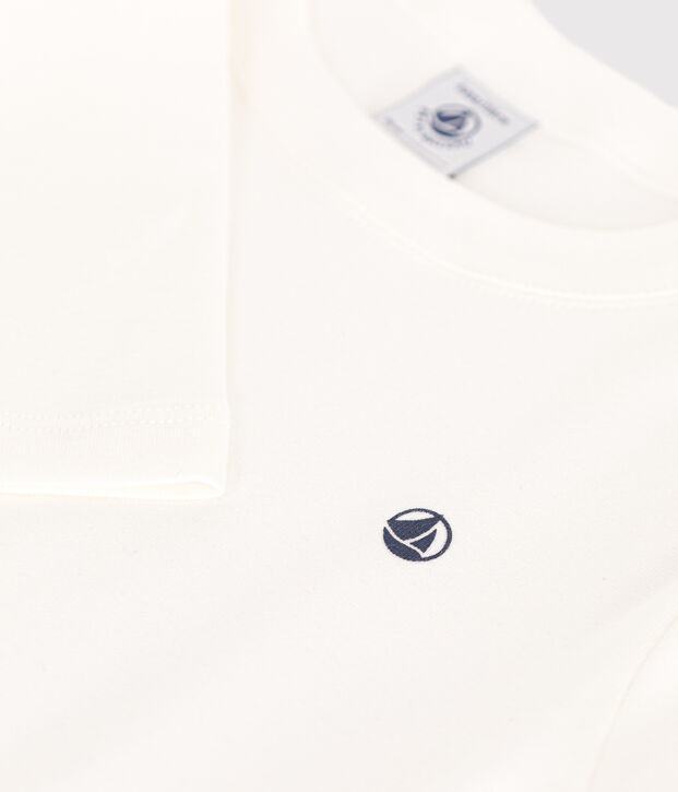 Children's long-sleeved rib knit unisex t-shirt white