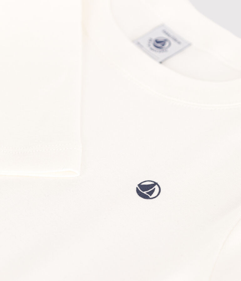 Children's long-sleeved rib knit unisex t-shirt white