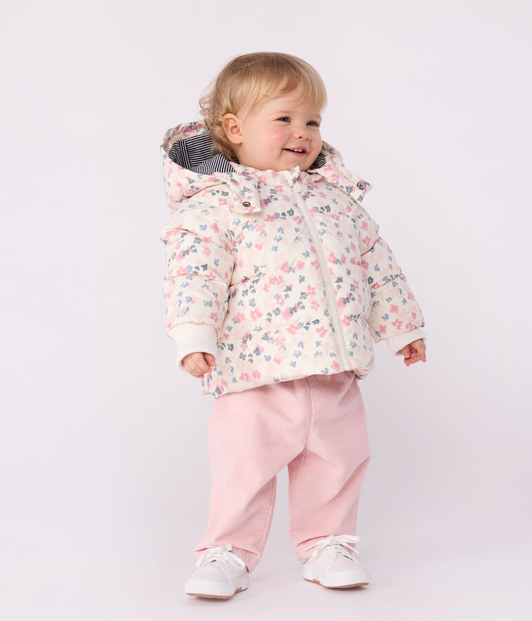 Babies' printed puffer jacket Ecru/multicolor