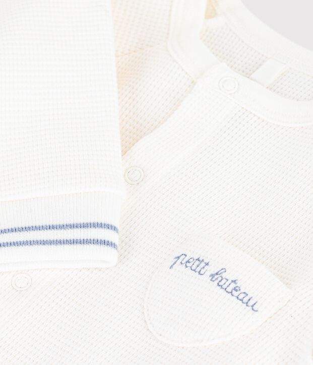 Babies' plain cotton jumpsuit white