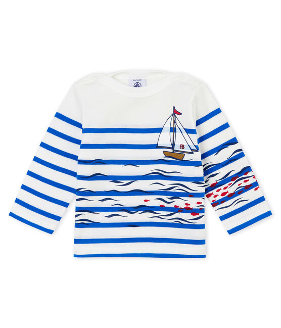 Baby boy's creative sailor top MARSHMALLOW white/PERSE blue